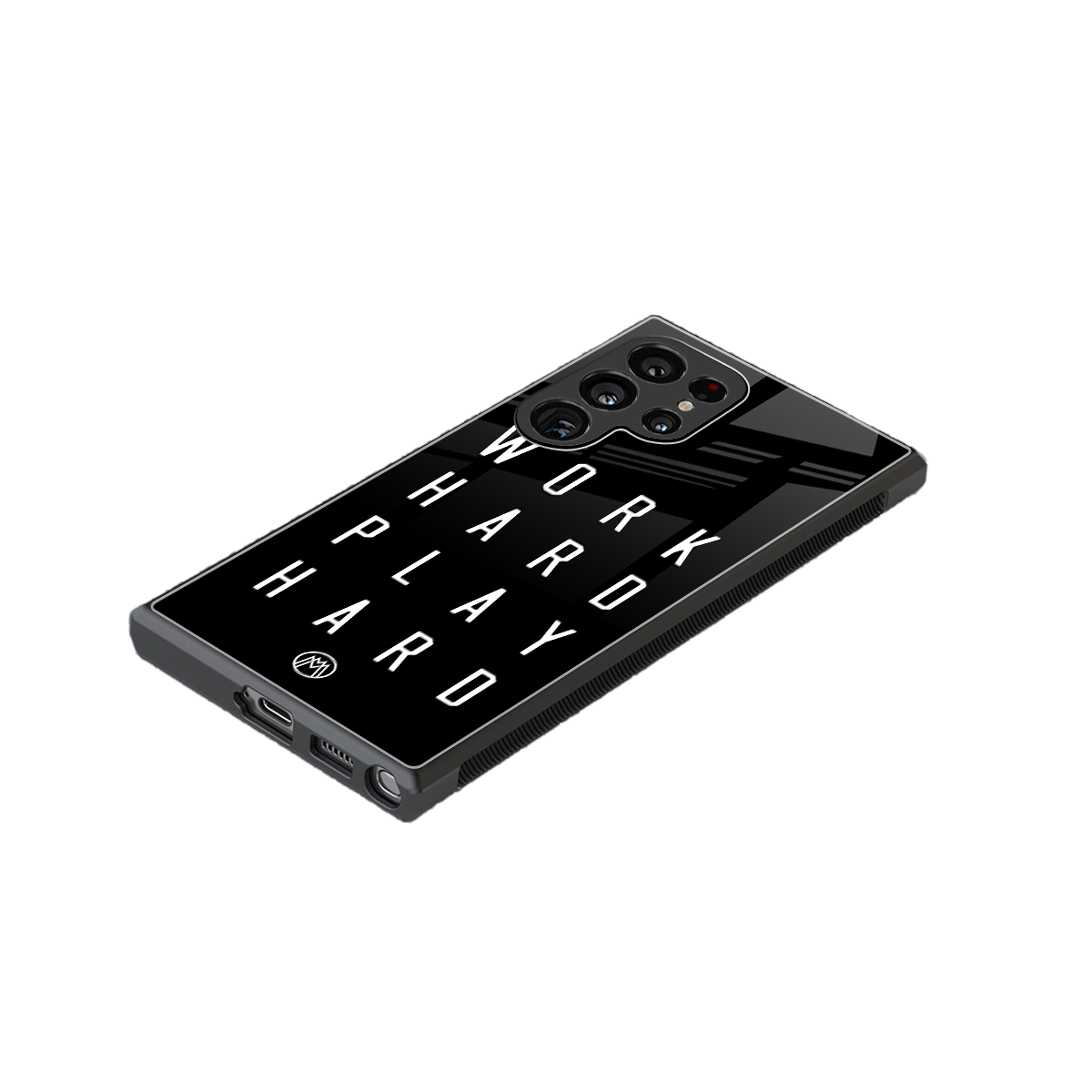 work hard play hard back phone cover | glass case for samsung galaxy s23 ultra