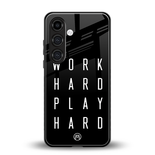 work hard play hard back phone cover | glass case for samsung galaxy s23