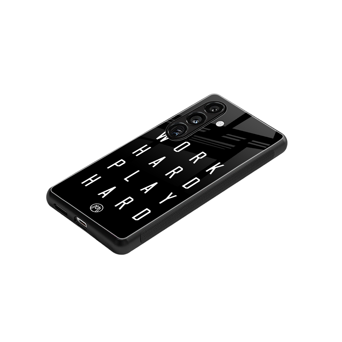 work hard play hard back phone cover | glass case for samsung galaxy s24 plus