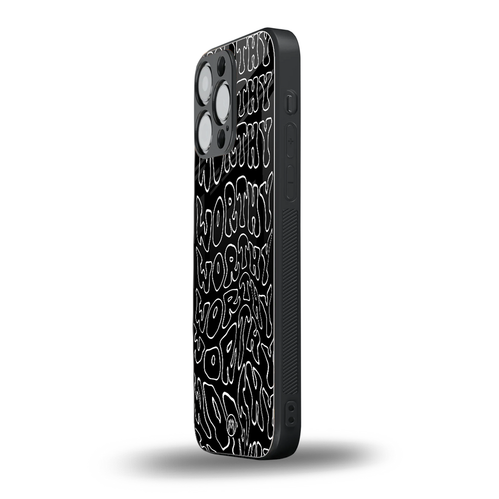 worthy black back phone cover | glass case for iphone 13 pro max