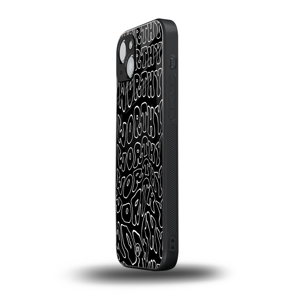 worthy black back phone cover | glass case for iphone 13