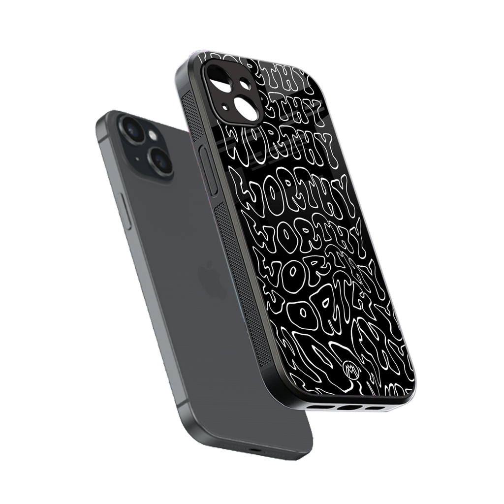 worthy black back phone cover | glass case for iphone 14 plus
