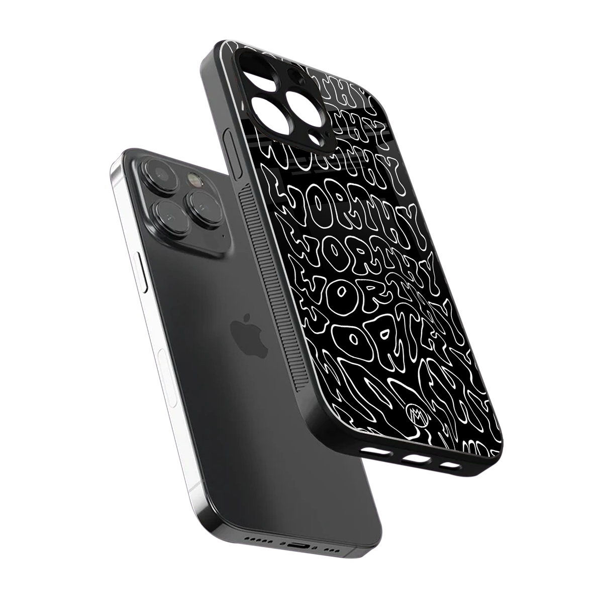 worthy black back phone cover | glass case for iphone 15 pro max
