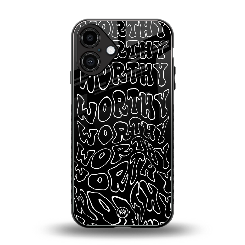 worthy black back phone cover | glass case for iphone 16 plus