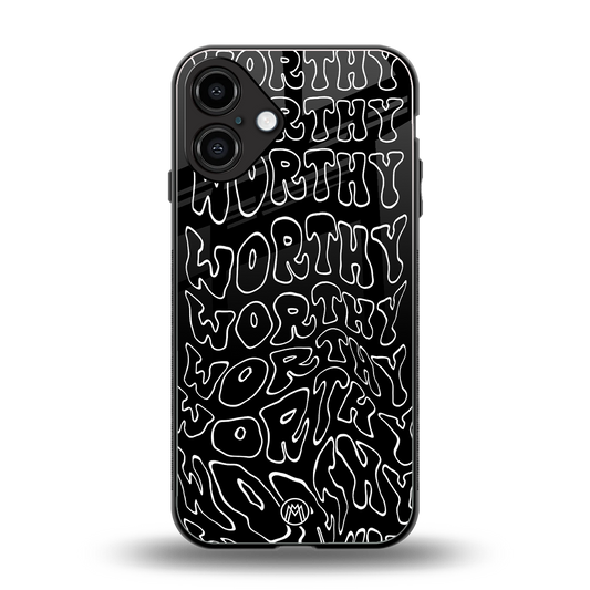 worthy black back phone cover | glass case for iphone 16 plus
