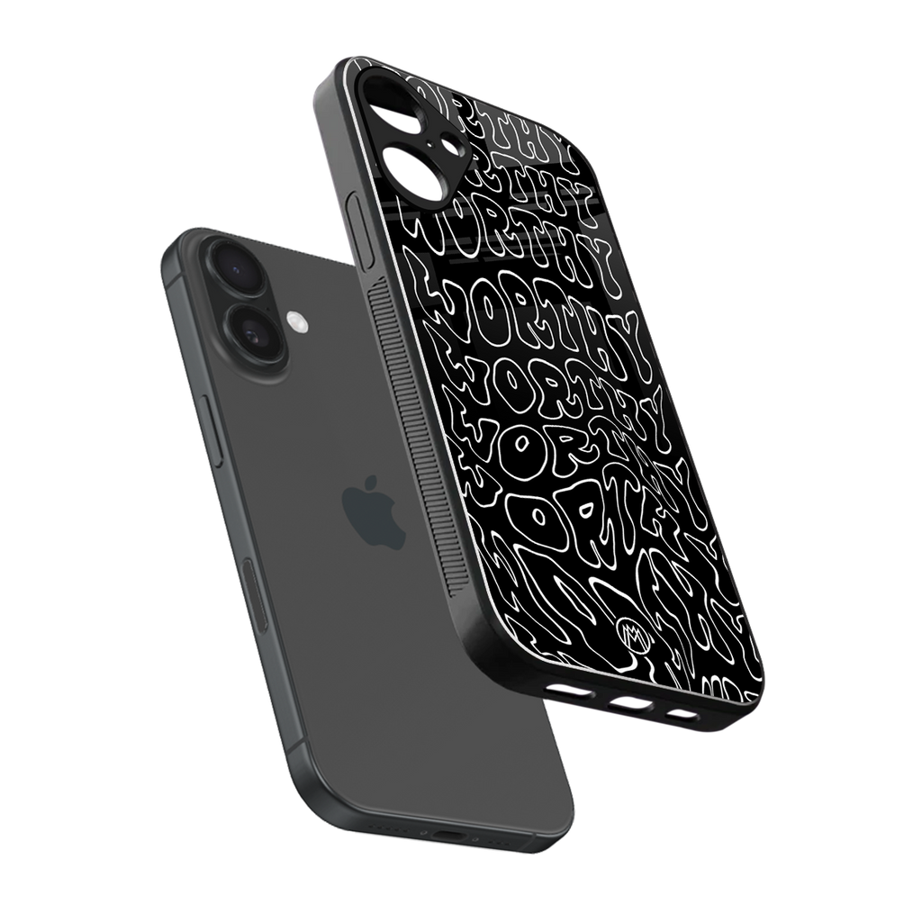 worthy black back phone cover | glass case for iphone 16 plus