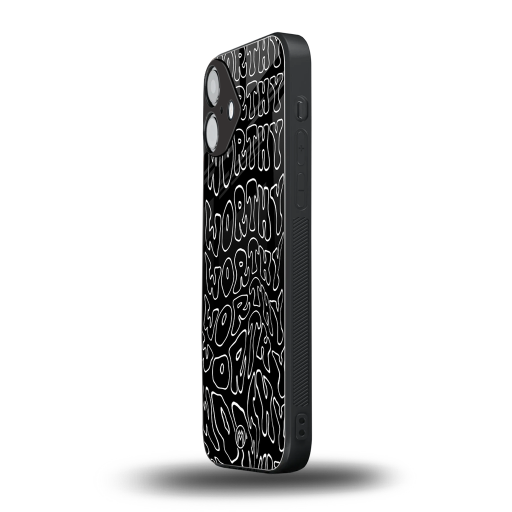 worthy black back phone cover | glass case for iphone 16 plus