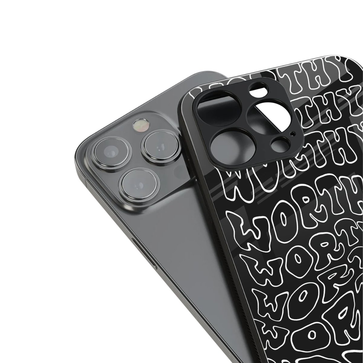 worthy black back phone cover | glass case for iphone 13 pro max