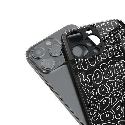 worthy black back phone cover | glass case for iphone 13 pro max