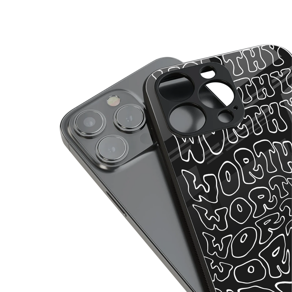 worthy black back phone cover | glass case for iphone 16 plus