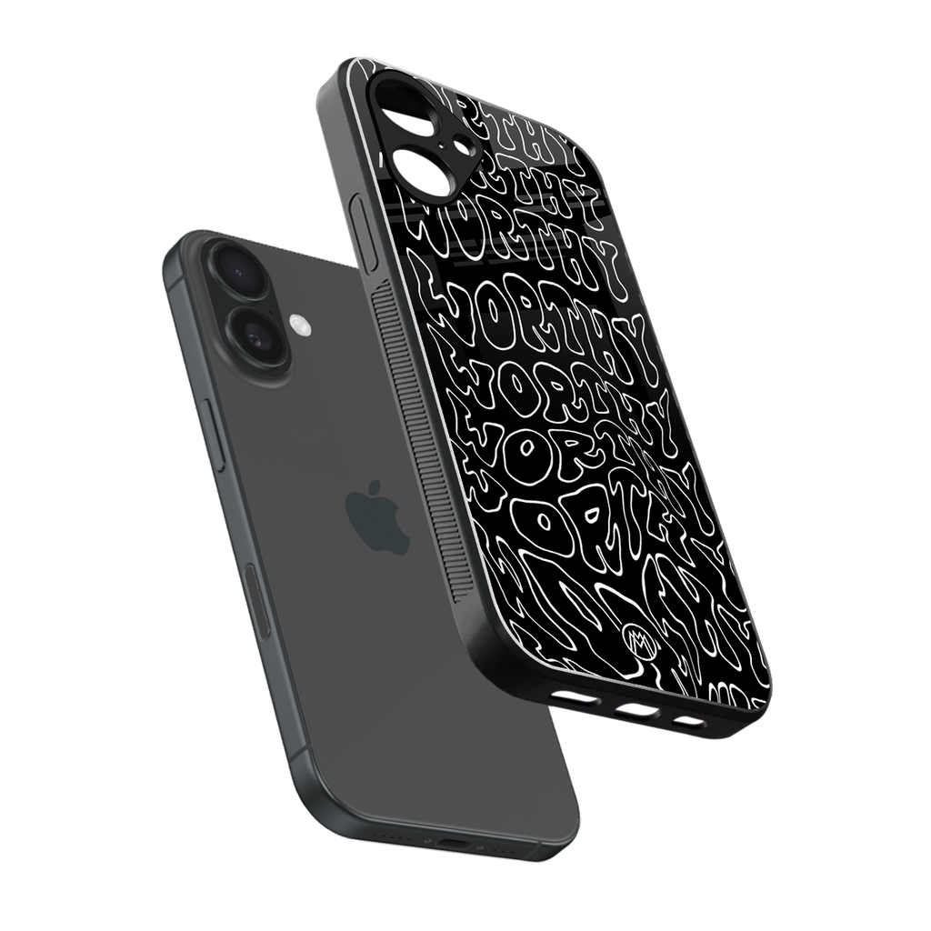 worthy black back phone cover | glass case for iphone 16
