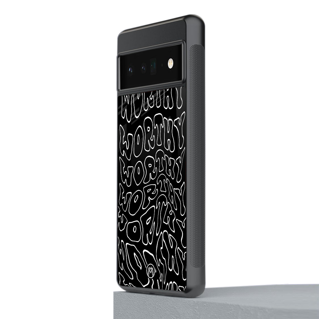 worthy black back phone cover | glass case for google pixel 6 pro