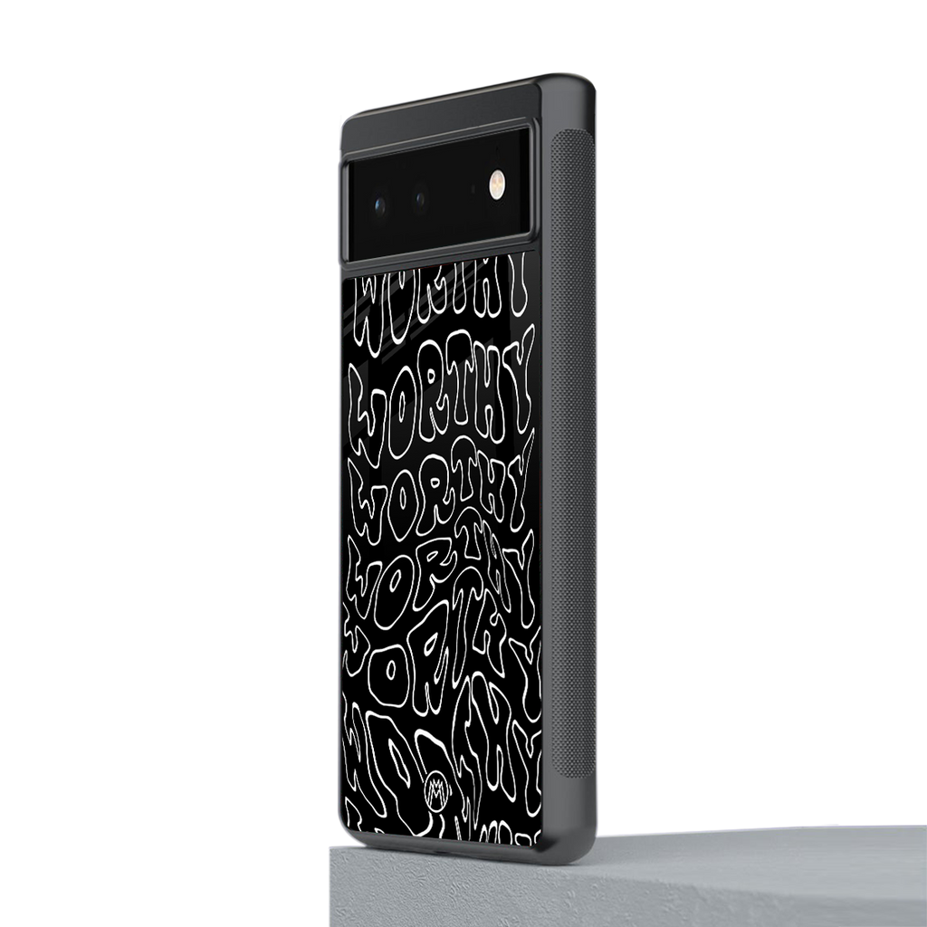 worthy black back phone cover | glass case for google pixel 6