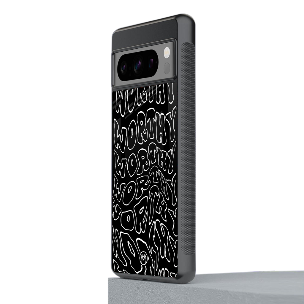 worthy black back phone cover | glass case for google pixel 8 pro