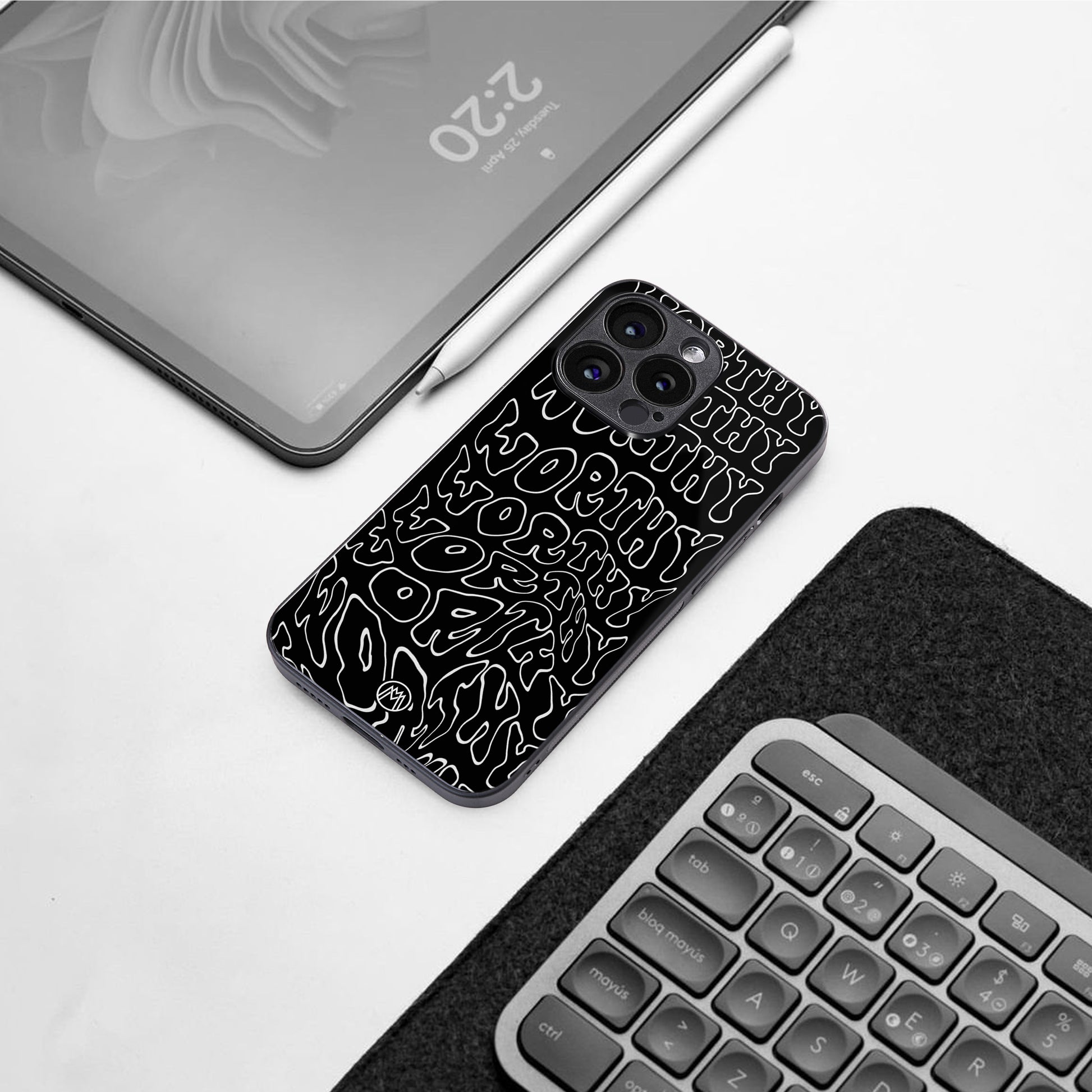 worthy black back phone cover | glass case for iphone 16 pro max