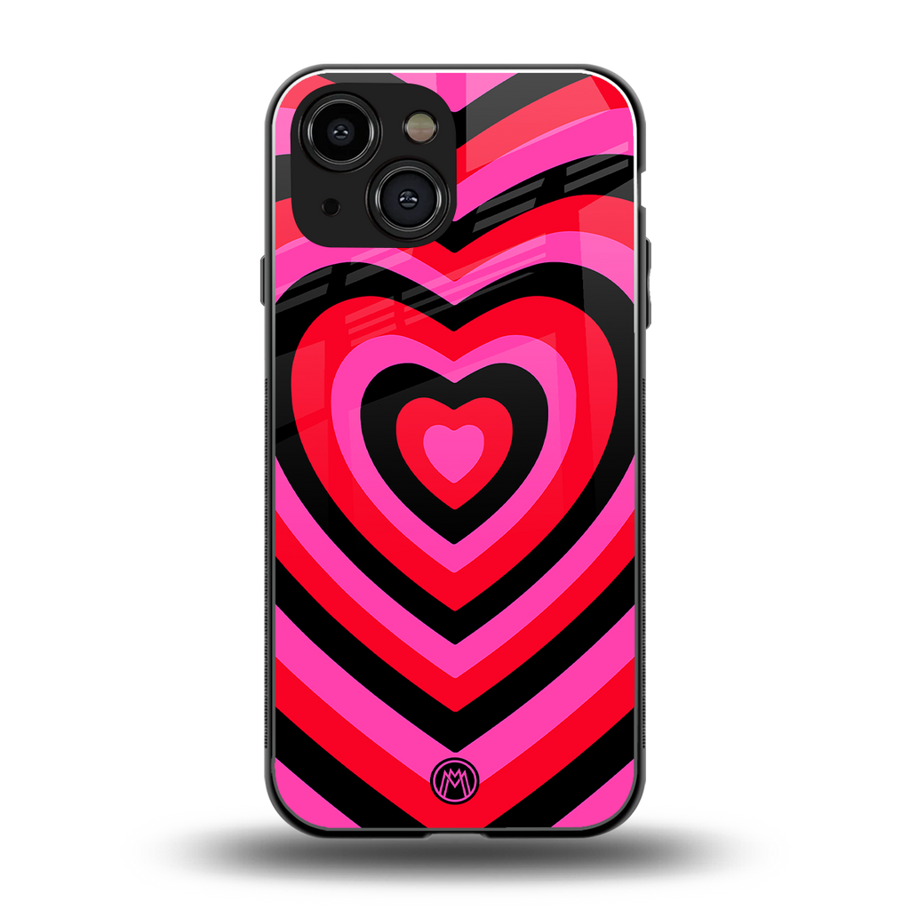 y2k black pink hearts aesthetic back phone cover | glass case for iphone 13 mini