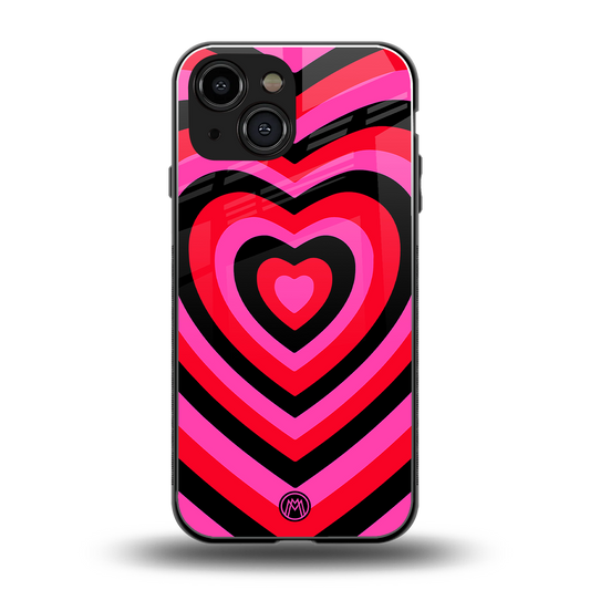 y2k black pink hearts aesthetic back phone cover | glass case for iphone 13 mini