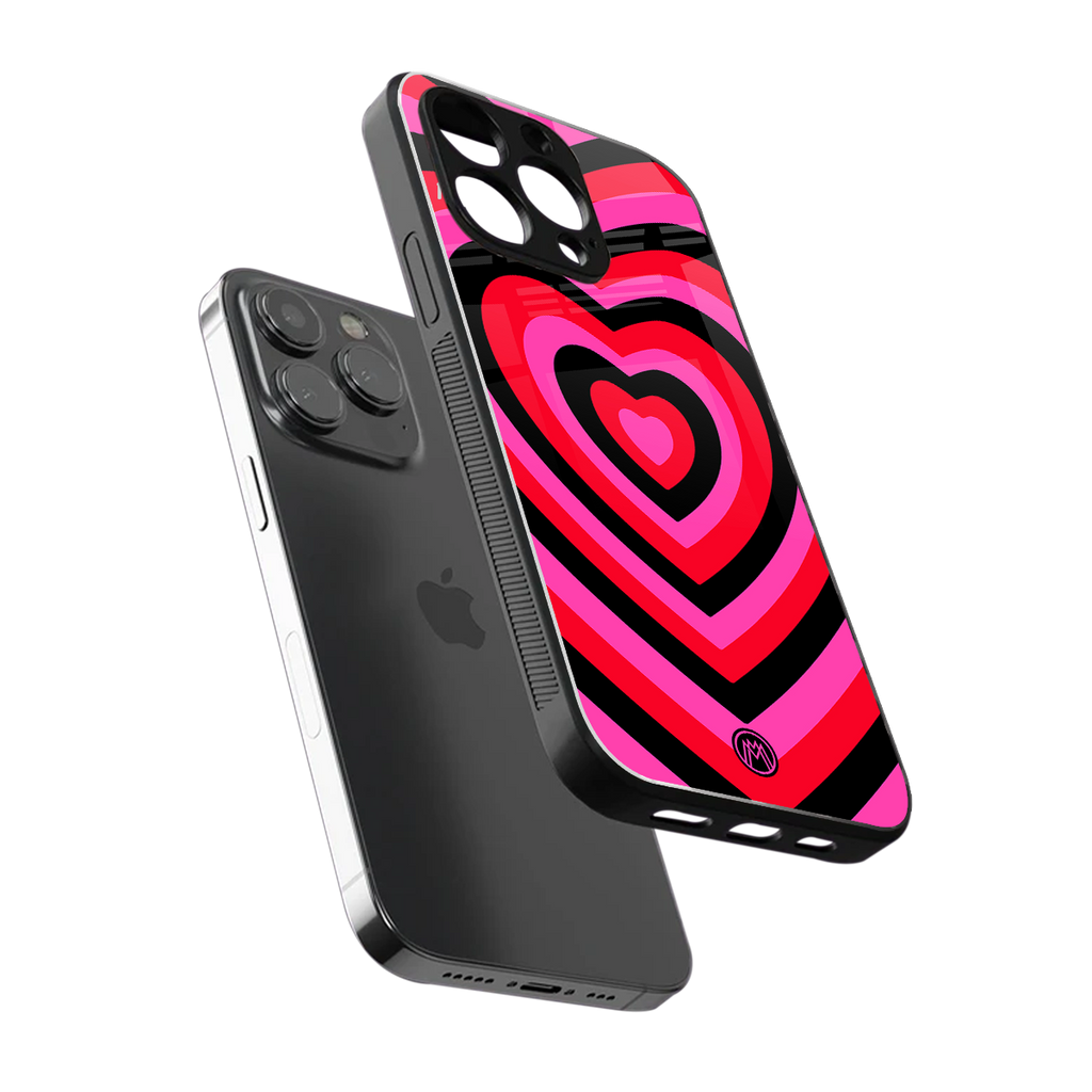 y2k black pink hearts aesthetic back phone cover | glass case for iphone 13 pro max