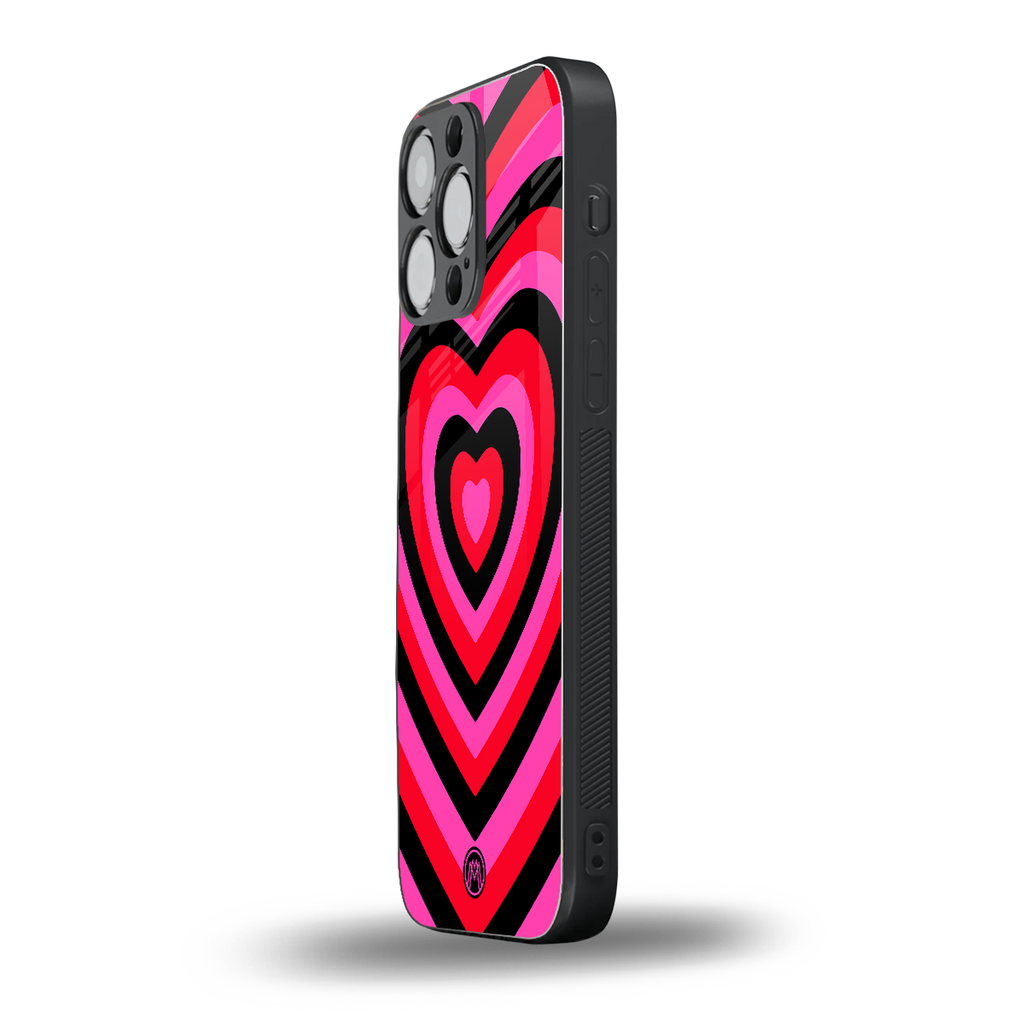 y2k black pink hearts aesthetic back phone cover | glass case for iphone 13 pro max