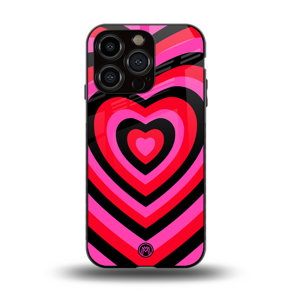 y2k black pink hearts aesthetic back phone cover | glass case for iphone 13 pro