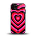 y2k black pink hearts aesthetic back phone cover | glass case for iphone 13
