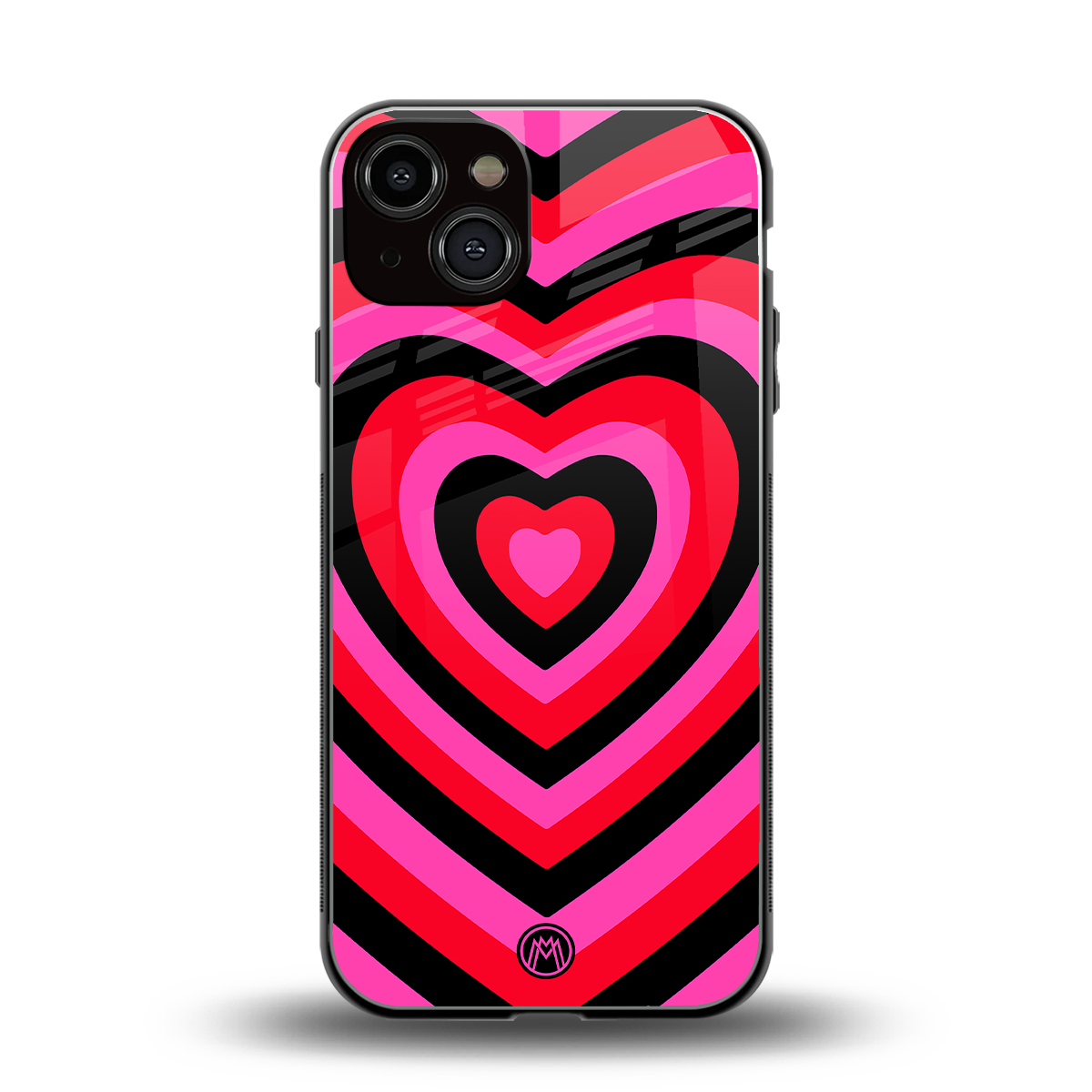 y2k black pink hearts aesthetic back phone cover | glass case for iphone 13
