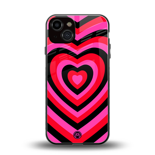 y2k black pink hearts aesthetic back phone cover | glass case for iphone 13