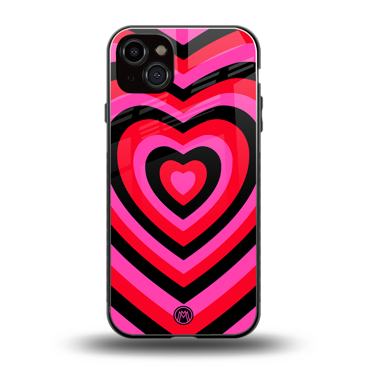 y2k black pink hearts aesthetic back phone cover | glass case for iphone 14 plus