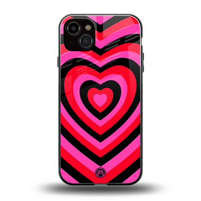 y2k black pink hearts aesthetic back phone cover | glass case for iphone 14 plus