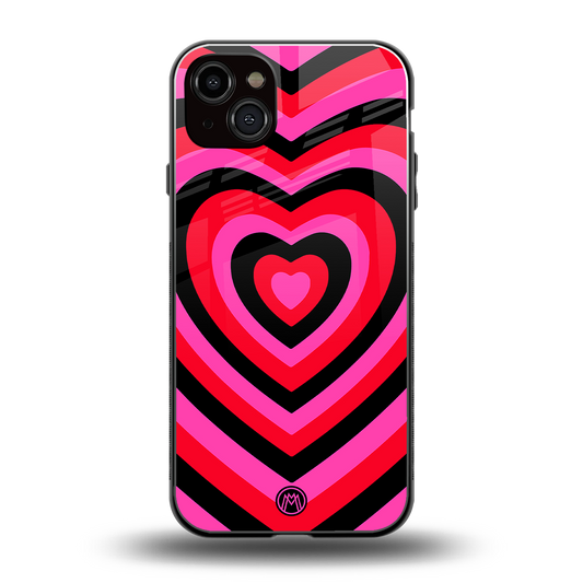 y2k black pink hearts aesthetic back phone cover | glass case for iphone 14 plus