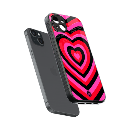 y2k black pink hearts aesthetic back phone cover | glass case for iphone 14 plus