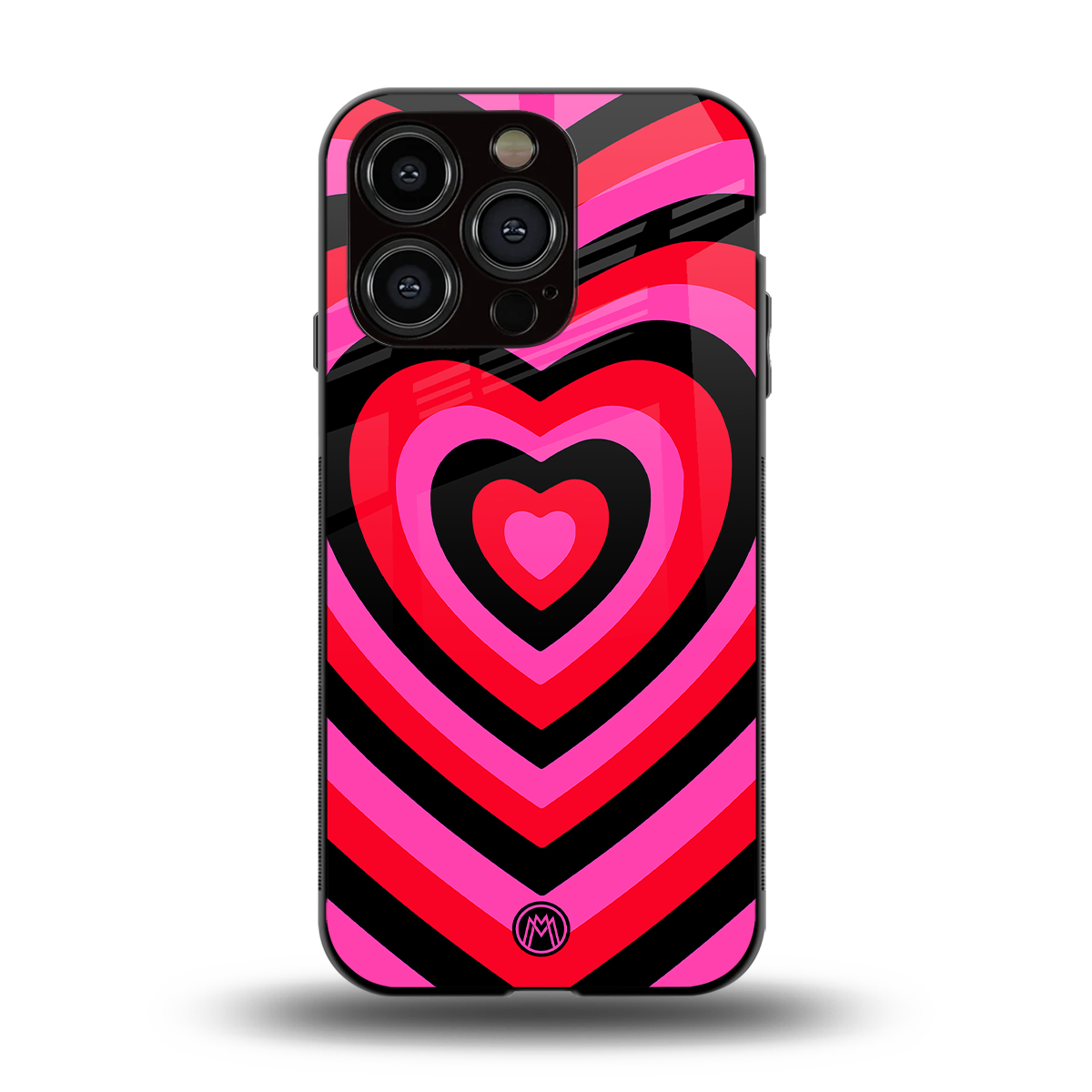 y2k black pink hearts aesthetic back phone cover | glass case for iphone 15 pro