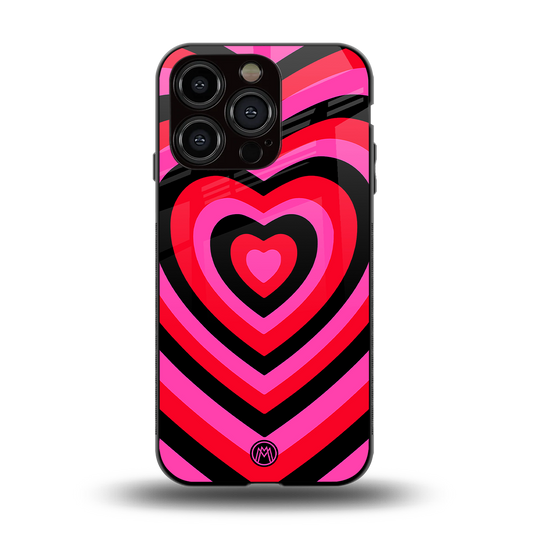 y2k black pink hearts aesthetic back phone cover | glass case for iphone 15 pro