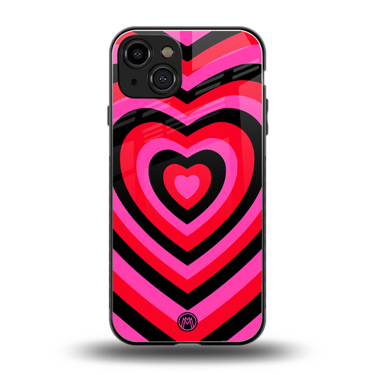y2k black pink hearts aesthetic back phone cover | glass case for iphone 15