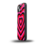 y2k black pink hearts aesthetic back phone cover | glass case for iphone 15