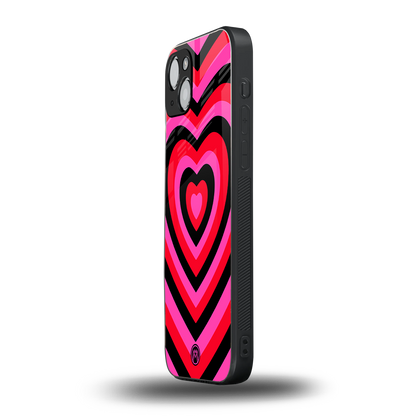 y2k black pink hearts aesthetic back phone cover | glass case for iphone 15