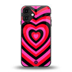 y2k black pink hearts aesthetic back phone cover | glass case for iphone 16 plus