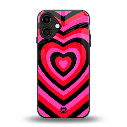 y2k black pink hearts aesthetic back phone cover | glass case for iphone 16 plus