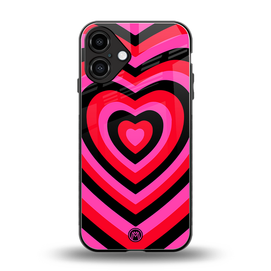 y2k black pink hearts aesthetic back phone cover | glass case for iphone 16 plus