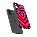 y2k black pink hearts aesthetic back phone cover | glass case for iphone 16 plus