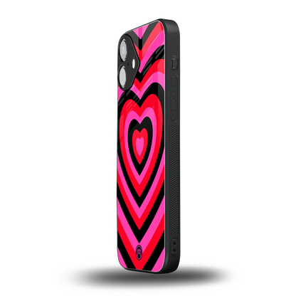 y2k black pink hearts aesthetic back phone cover | glass case for iphone 16 plus