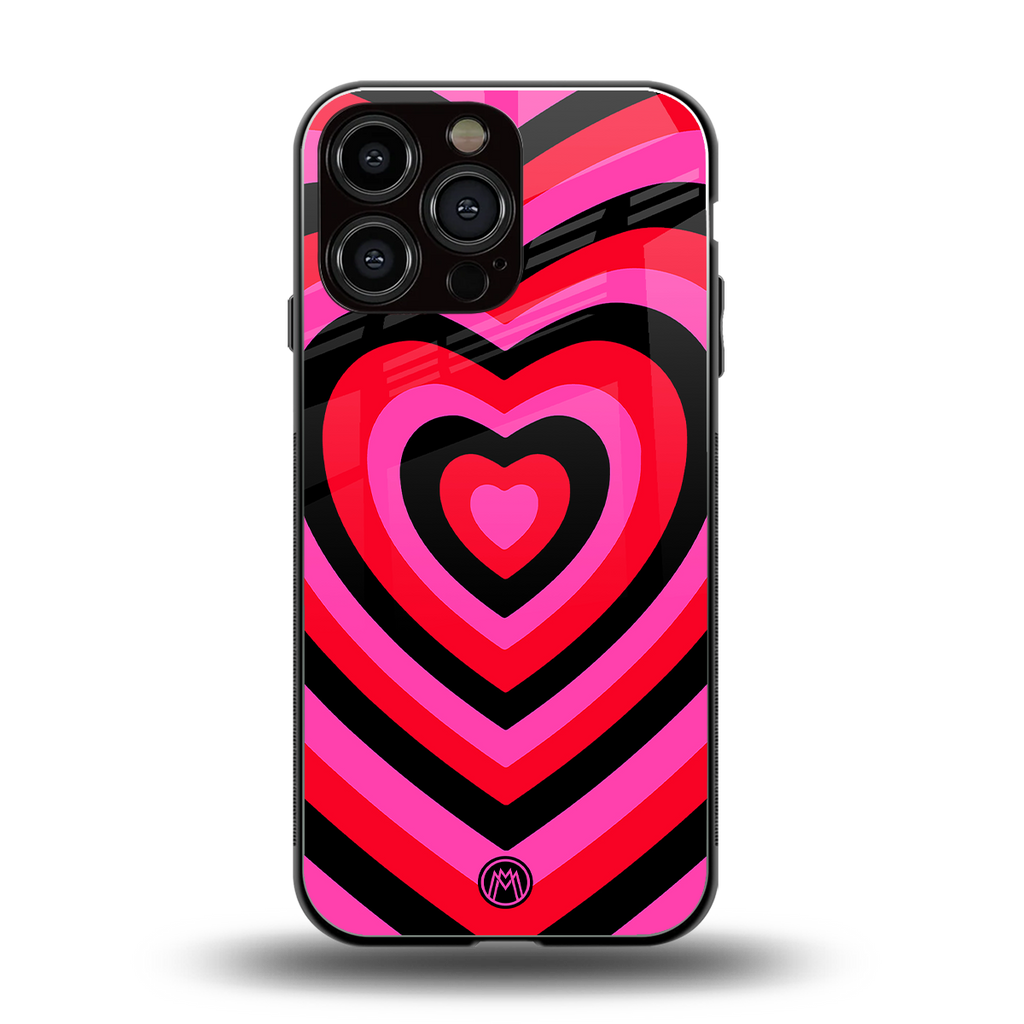 y2k black pink hearts aesthetic back phone cover | glass case for iphone 16 pro max