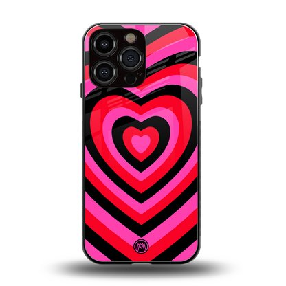 y2k black pink hearts aesthetic back phone cover | glass case for iphone 16 pro max