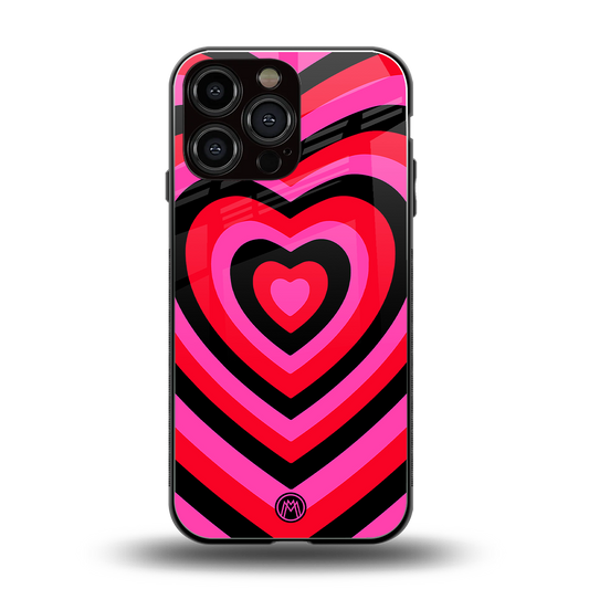 y2k black pink hearts aesthetic back phone cover | glass case for iphone 16 pro max