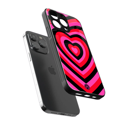 y2k black pink hearts aesthetic back phone cover | glass case for iphone 16 pro max