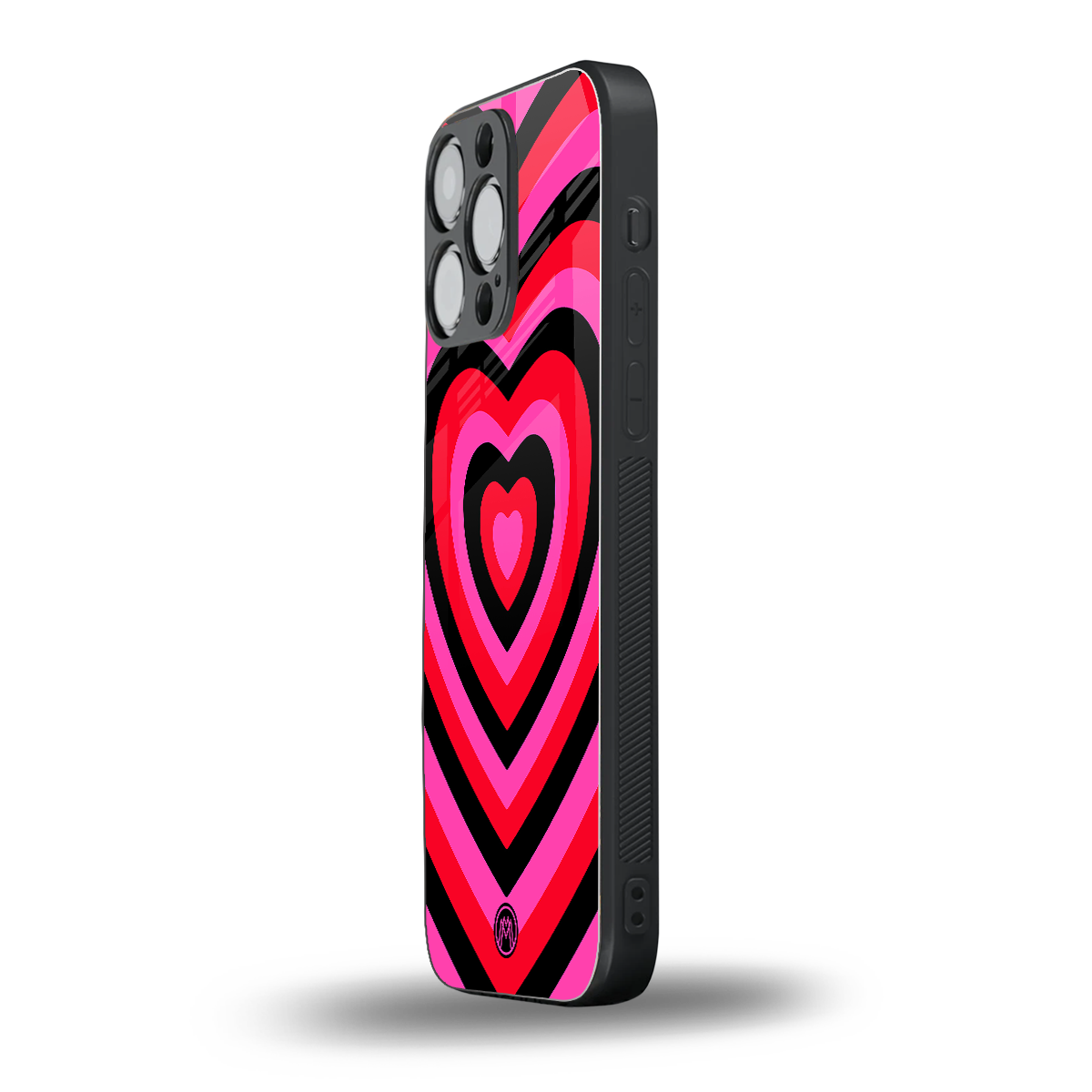 y2k black pink hearts aesthetic back phone cover | glass case for iphone 16 pro max