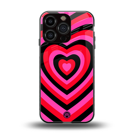 y2k black pink hearts aesthetic back phone cover | glass case for iphone 16 pro