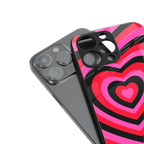 y2k black pink hearts aesthetic back phone cover | glass case for iphone 16 pro max