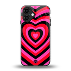 y2k black pink hearts aesthetic back phone cover | glass case for iphone 16