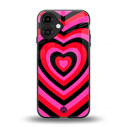 y2k black pink hearts aesthetic back phone cover | glass case for iphone 16